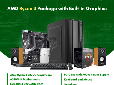 AMD Ryzen 3 3200G Quad Core | Vega 8 Graphics | A520M | 8GB DDR4 RAM | 512GB NVMe SSD | Keyboard | Mouse | Speaker CPU Package For Discount