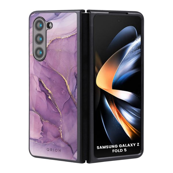 Purple Gold Marble Glass Case for Samsung Galaxy Z Fold5 5G Discount