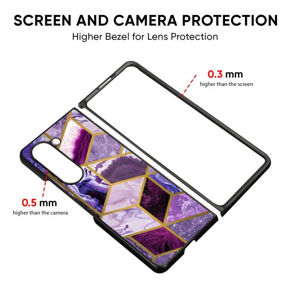 Purple Rhombus Marble Glass Case for Samsung Galaxy Z Fold5 5G Online