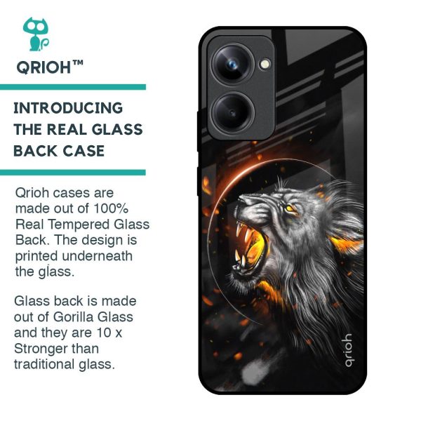 Aggressive Lion Glass Case for Realme 10 Pro 5G Online Sale