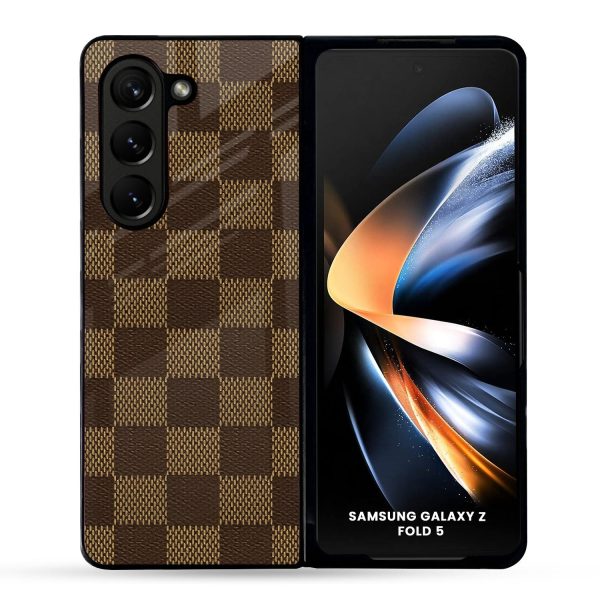 Brown Block Glass Case for Samsung Galaxy Z Fold5 5G Online now