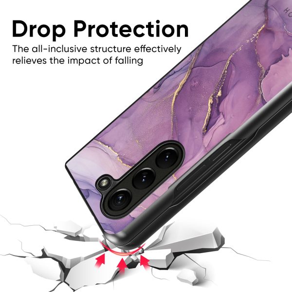 Purple Gold Marble Glass Case for Samsung Galaxy Z Fold5 5G Discount