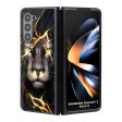 Golden Grey Lion Glass Case for Samsung Galaxy Z Fold5 5G Fashion