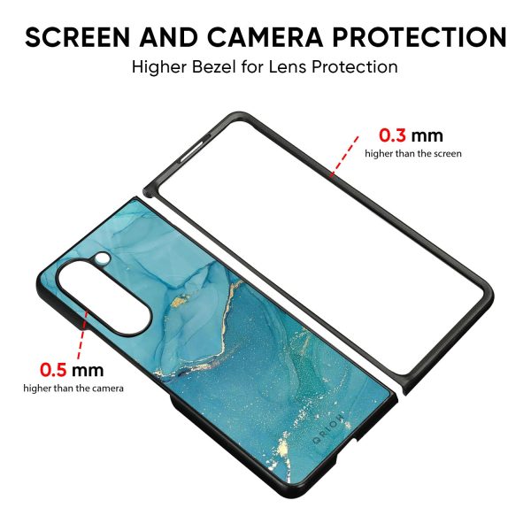 Blue Golden Glitter Glass Case for Samsung Galaxy Z Fold5 5G Cheap