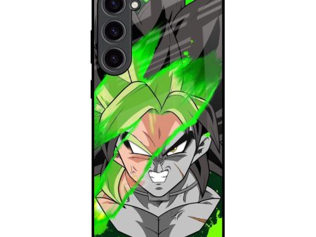 Anime Green Splash Glass Case for Samsung Galaxy S23 Plus 5G For Sale