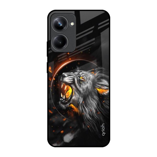 Aggressive Lion Glass Case for Realme 10 Pro 5G Online Sale