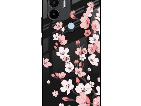 Black Cherry Blossom Glass Case for Redmi A1 Plus Sale