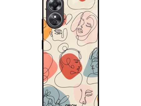 Abstract Faces Glass Case for OPPO A17 Online Sale