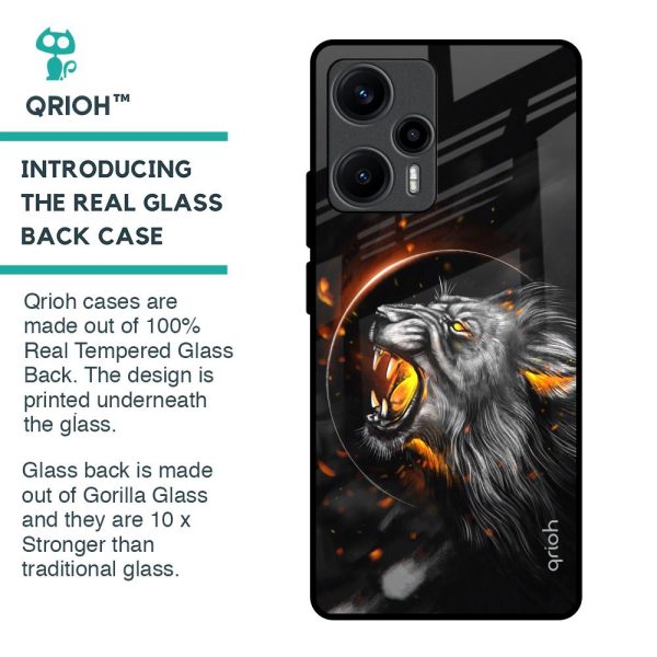 Aggressive Lion Glass Case for Poco F5 5G Cheap