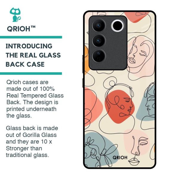 Abstract Faces Glass Case for Vivo V27 Pro 5G Online Sale