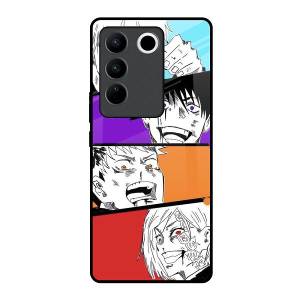 Anime Sketch Glass Case for Vivo V27 5G Fashion