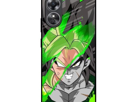 Anime Green Splash Glass Case for OPPO A17 Fashion