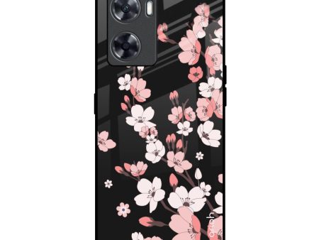 Black Cherry Blossom Glass Case for OnePlus Nord N20 SE Cheap