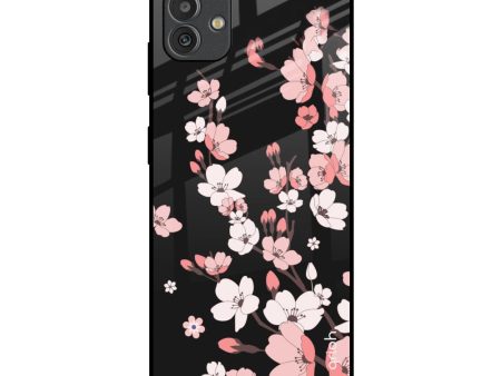 Black Cherry Blossom Glass Case for Samsung Galaxy M13 5G Online Hot Sale