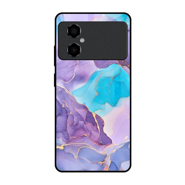 Alcohol ink Marble Glass Case for Poco M4 5G Fashion