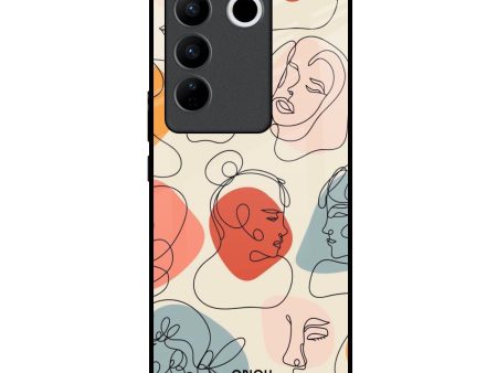 Abstract Faces Glass Case for Vivo V27 5G For Cheap