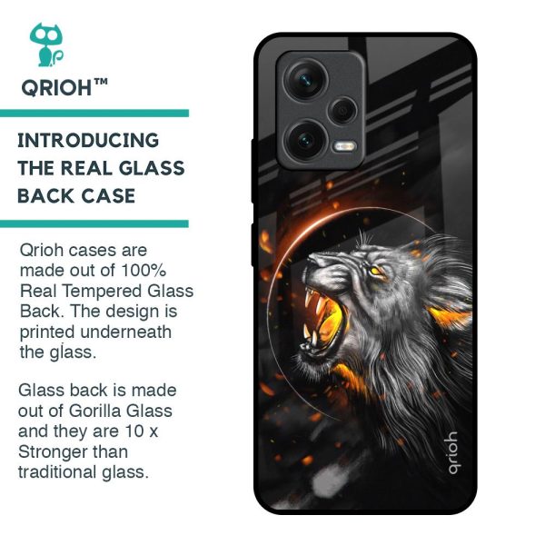 Aggressive Lion Glass Case for Redmi Note 12 5G Fashion