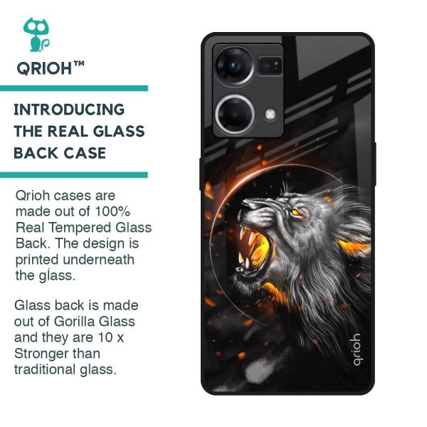 Aggressive Lion Glass Case for Oppo F21s Pro Online Sale