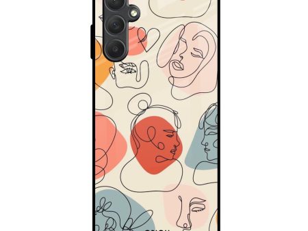 Abstract Faces Glass Case for Samsung Galaxy M14 5G Online Sale