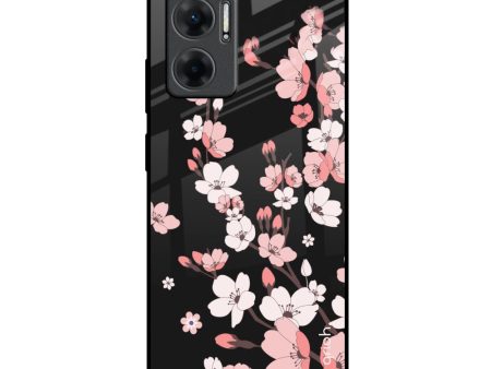 Black Cherry Blossom Glass Case for Redmi 11 Prime 5G Hot on Sale