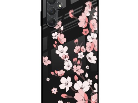 Black Cherry Blossom Glass Case for Samsung Galaxy M14 5G For Cheap