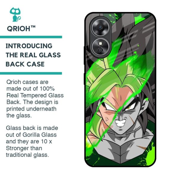 Anime Green Splash Glass Case for OPPO A17 Fashion