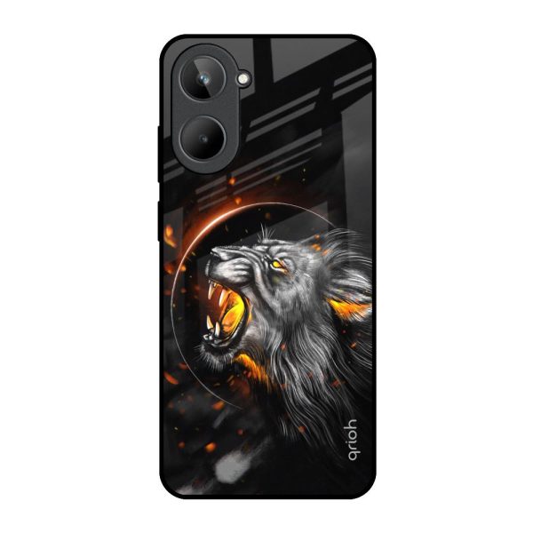 Aggressive Lion Glass Case for Realme 10 Discount