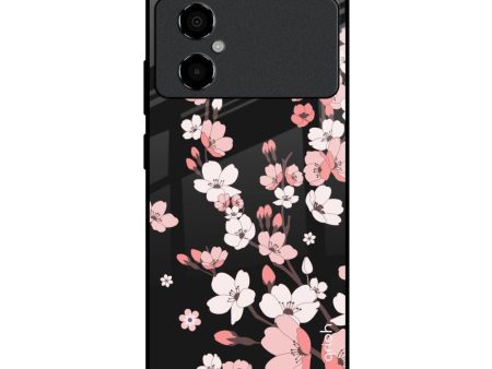 Black Cherry Blossom Glass Case for Poco M4 5G Online