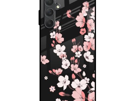 Black Cherry Blossom Glass Case for Samsung Galaxy F54 5G For Discount