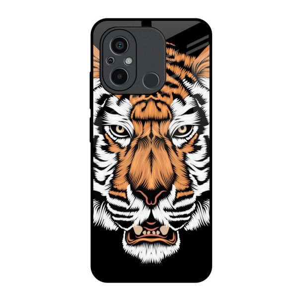 Angry Tiger Glass Case For Redmi 12C Hot on Sale