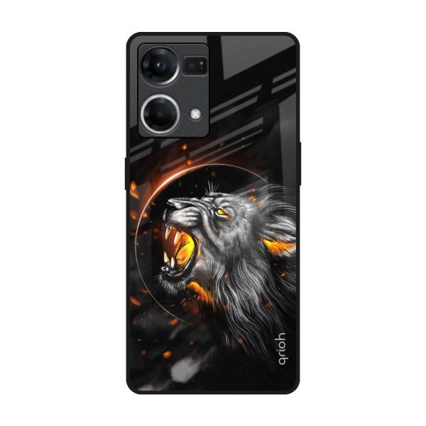 Aggressive Lion Glass Case for Oppo F21s Pro Online Sale